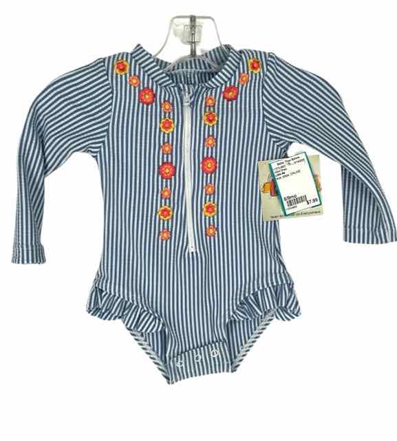 Little me 6/9 months striped one piece swim