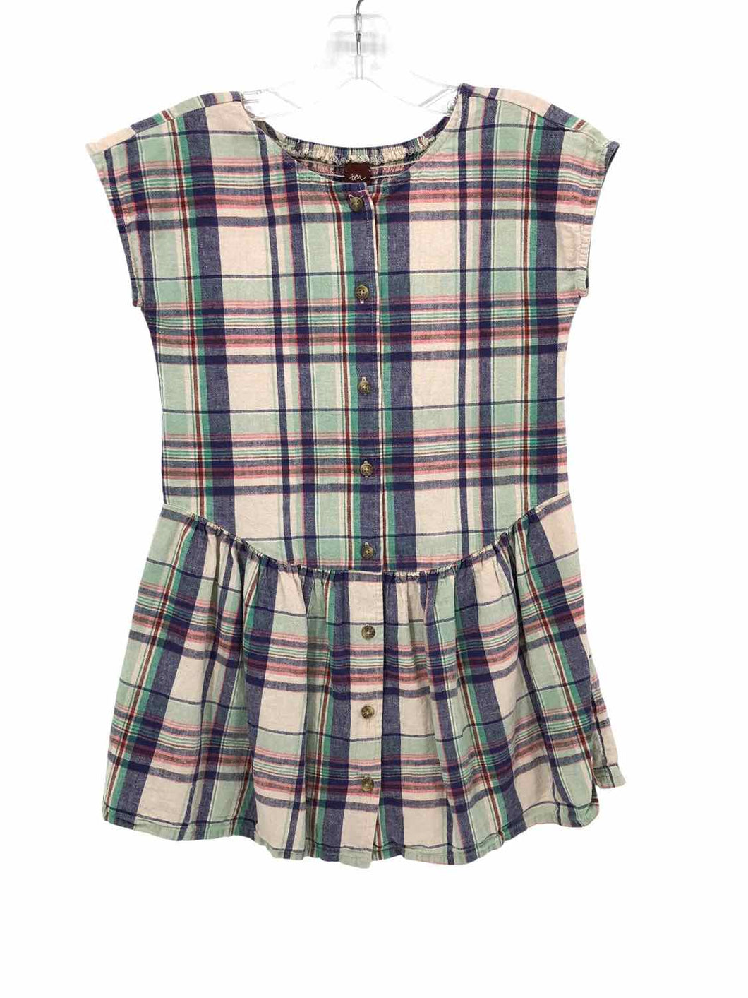 Tea Size 8 Cream Linen Plaid Dreaa
